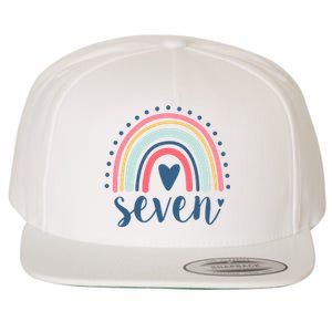 7th Birthday Rainbow Seven Year Old Cute Wool Snapback Cap