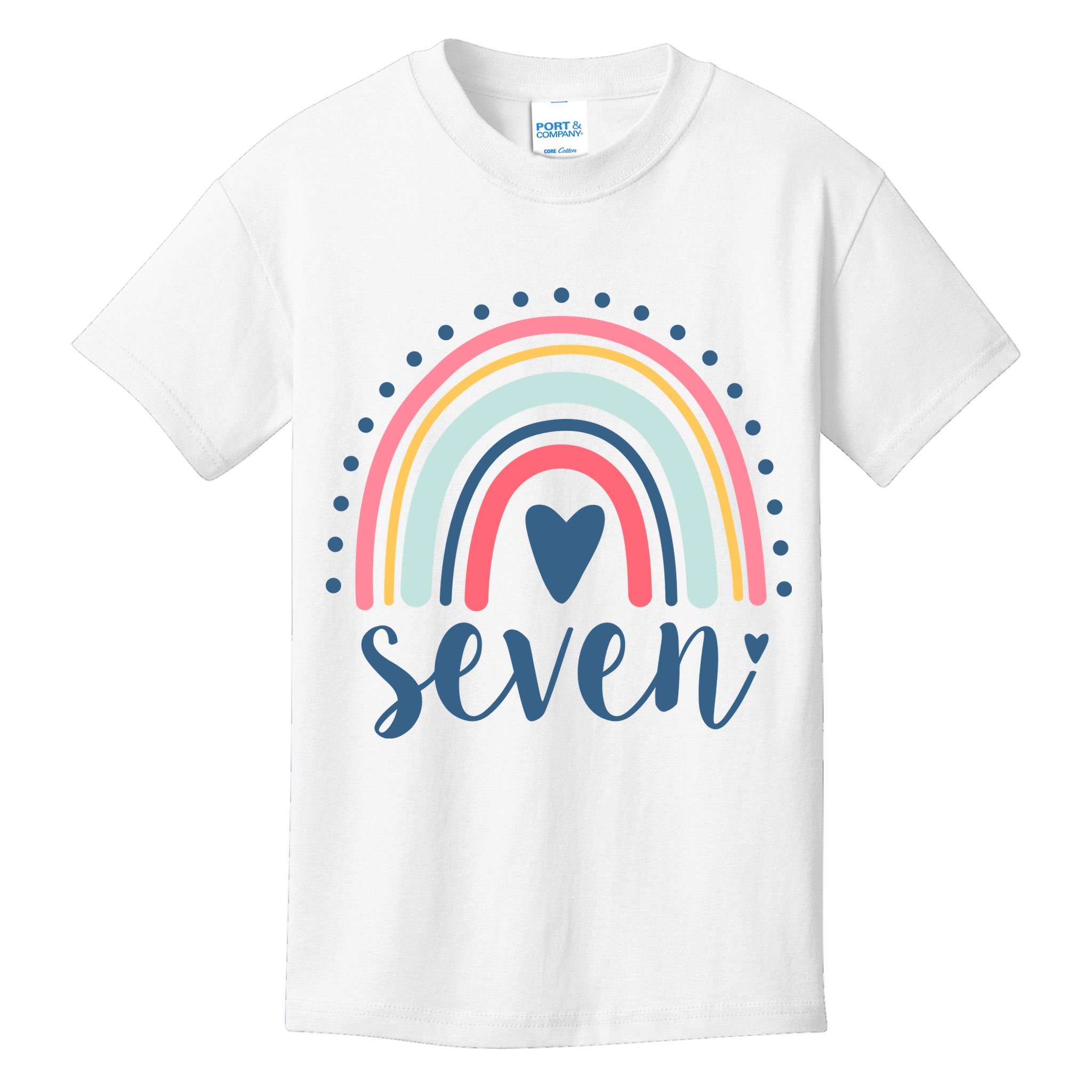 7th Birthday Rainbow Seven Year Old Cute Kids T-Shirt
