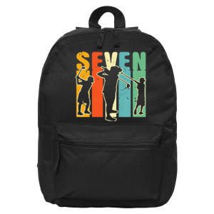 7th Birthday Retro Golf 7 Years Old   16 in Basic Backpack