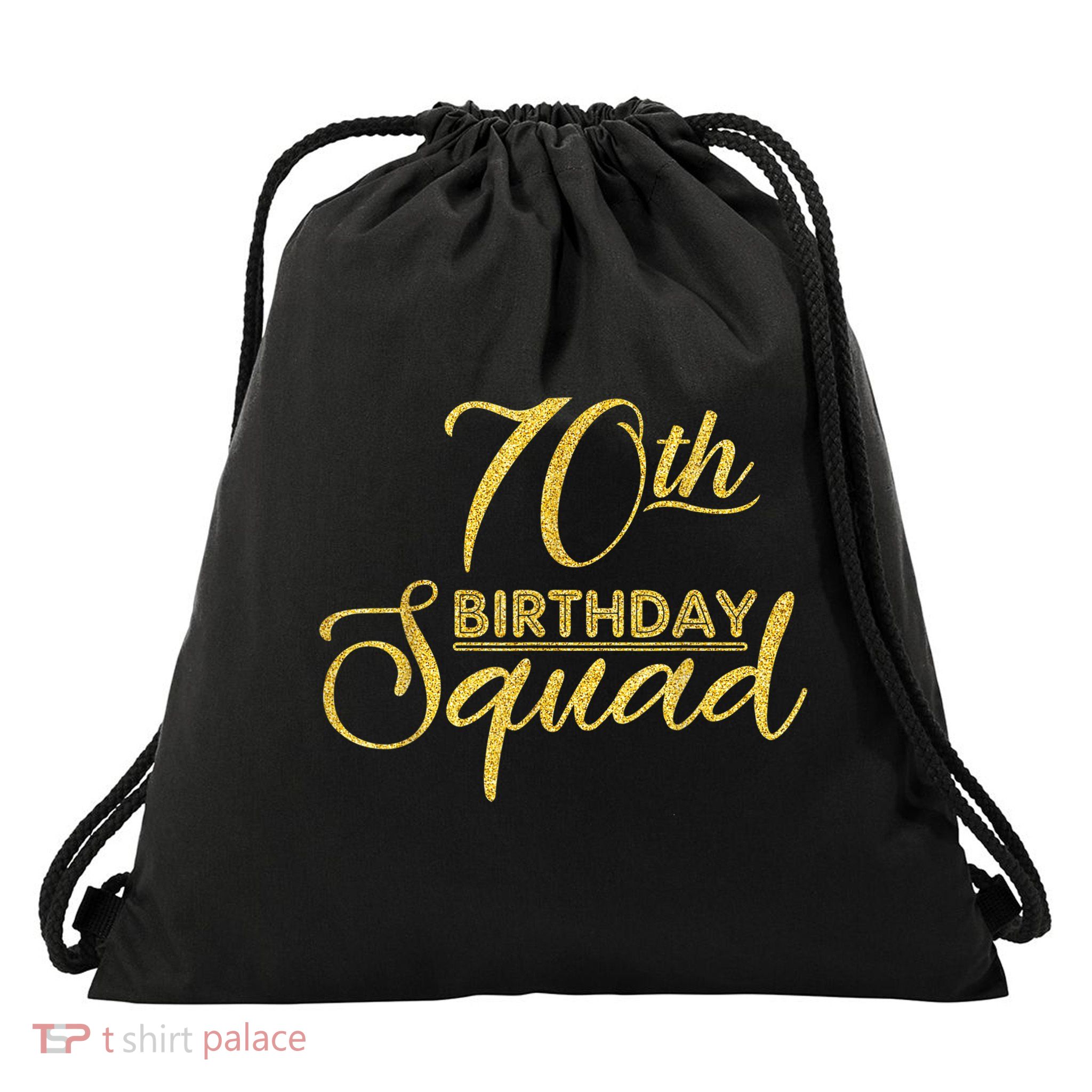 70th Birthday Squad Party Birthday Bday Yellow Gold Birthday Drawstring Bag