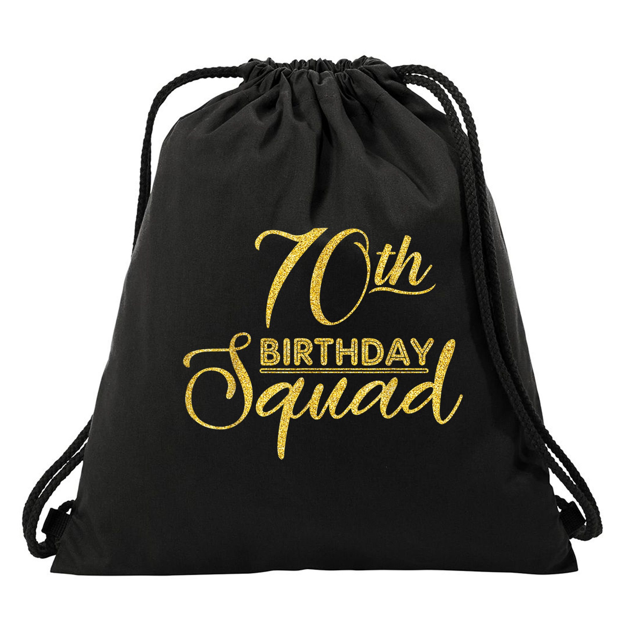 70th Birthday Squad Party Birthday Bday Yellow Gold Birthday Drawstring Bag