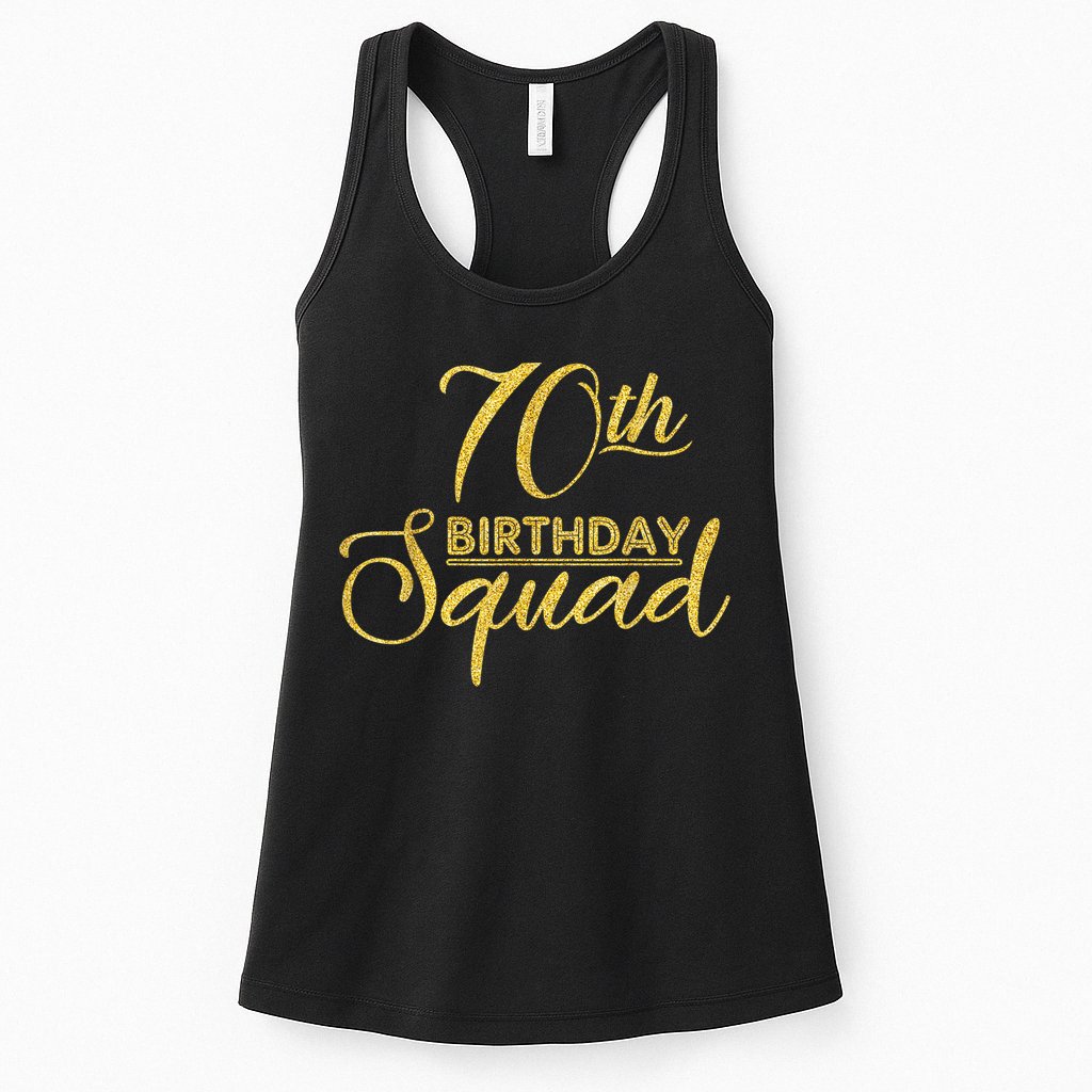 70th Birthday Squad Party Birthday Bday Yellow Gold Birthday Womens Tank Top