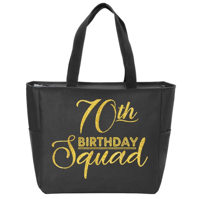 70th Birthday Squad Party Birthday Bday Yellow Gold Birthday Zip Tote Bag