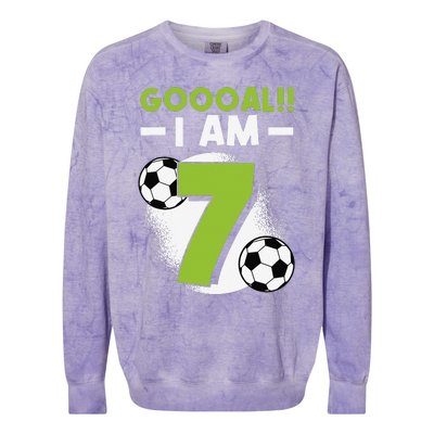 7th Birthday Soccer Themed Birthday Party 7 Years Old Colorblast Crewneck Sweatshirt