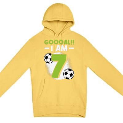 7th Birthday Soccer Themed Birthday Party 7 Years Old Premium Pullover Hoodie