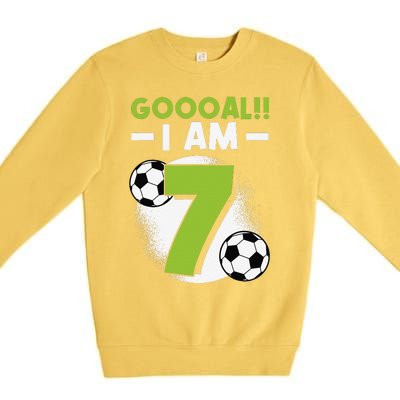 7th Birthday Soccer Themed Birthday Party 7 Years Old Premium Crewneck Sweatshirt