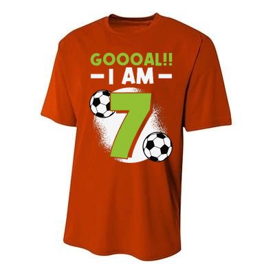 7th Birthday Soccer Themed Birthday Party 7 Years Old Performance Sprint T-Shirt