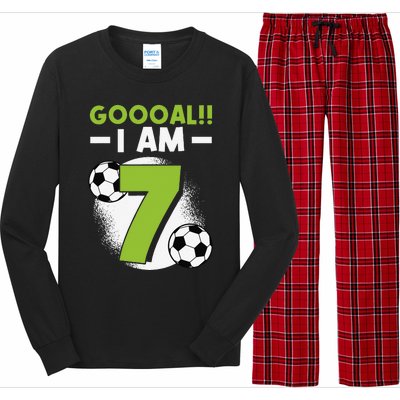 7th Birthday Soccer Themed Birthday Party 7 Years Old Long Sleeve Pajama Set