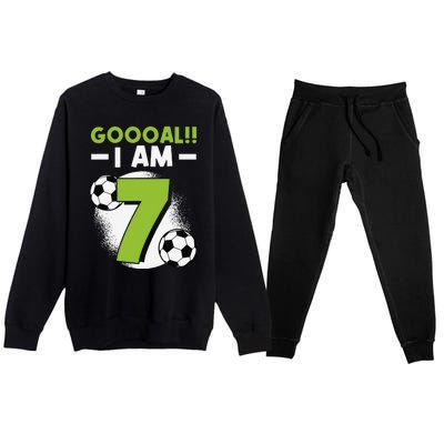 7th Birthday Soccer Themed Birthday Party 7 Years Old Premium Crewneck Sweatsuit Set