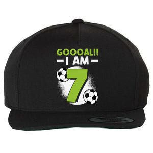 7th Birthday Soccer Themed Birthday Party 7 Years Old Wool Snapback Cap