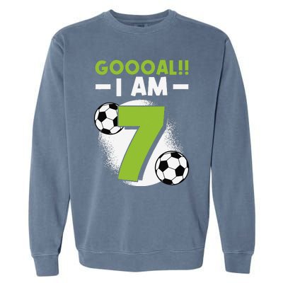 7th Birthday Soccer Themed Birthday Party 7 Years Old Garment-Dyed Sweatshirt