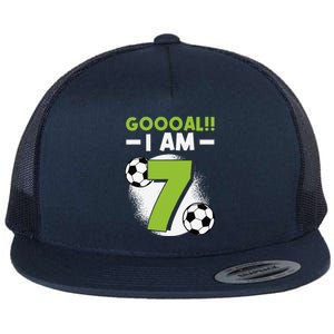 7th Birthday Soccer Themed Birthday Party 7 Years Old Flat Bill Trucker Hat