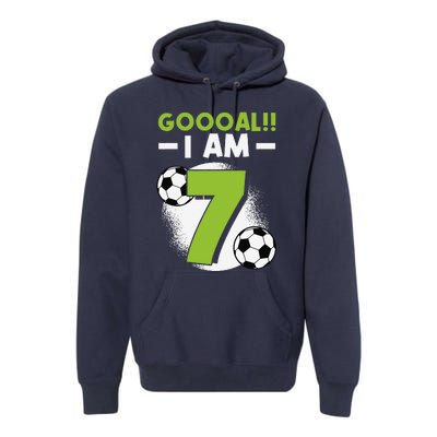 7th Birthday Soccer Themed Birthday Party 7 Years Old Premium Hoodie