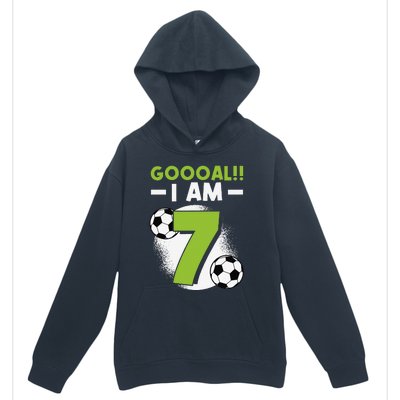 7th Birthday Soccer Themed Birthday Party 7 Years Old Urban Pullover Hoodie