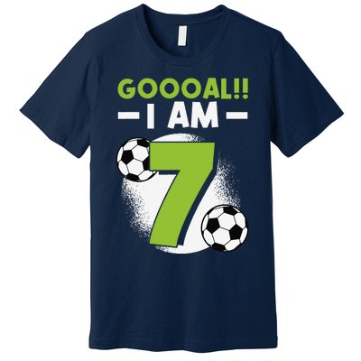 7th Birthday Soccer Themed Birthday Party 7 Years Old Premium T-Shirt