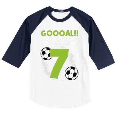 7th Birthday Soccer Themed Birthday Party 7 Years Old Baseball Sleeve Shirt