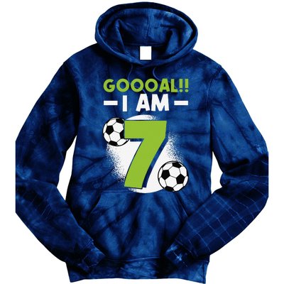 7th Birthday Soccer Themed Birthday Party 7 Years Old Tie Dye Hoodie