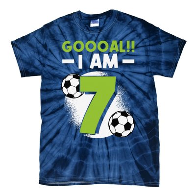 7th Birthday Soccer Themed Birthday Party 7 Years Old Tie-Dye T-Shirt