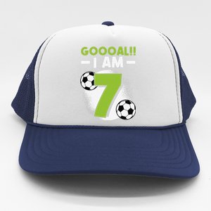 7th Birthday Soccer Themed Birthday Party 7 Years Old Trucker Hat