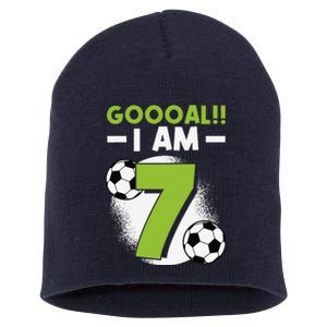 7th Birthday Soccer Themed Birthday Party 7 Years Old Short Acrylic Beanie