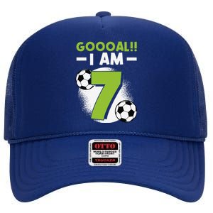 7th Birthday Soccer Themed Birthday Party 7 Years Old High Crown Mesh Back Trucker Hat