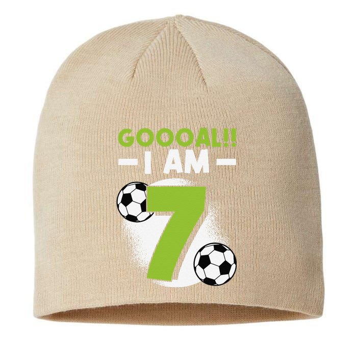 7th Birthday Soccer Themed Birthday Party 7 Years Old Sustainable Beanie