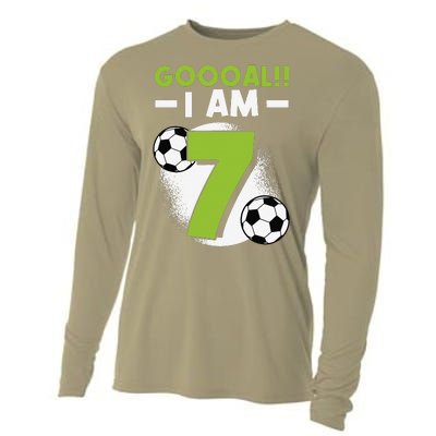 7th Birthday Soccer Themed Birthday Party 7 Years Old Cooling Performance Long Sleeve Crew