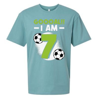 7th Birthday Soccer Themed Birthday Party 7 Years Old Sueded Cloud Jersey T-Shirt