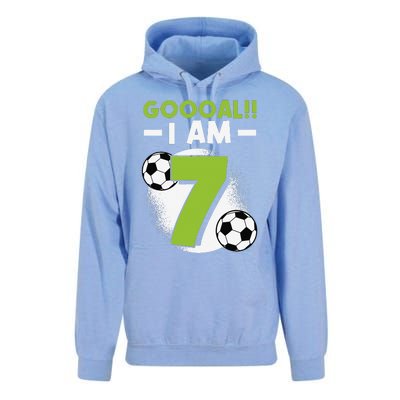 7th Birthday Soccer Themed Birthday Party 7 Years Old Unisex Surf Hoodie