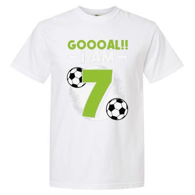 7th Birthday Soccer Themed Birthday Party 7 Years Old Garment-Dyed Heavyweight T-Shirt