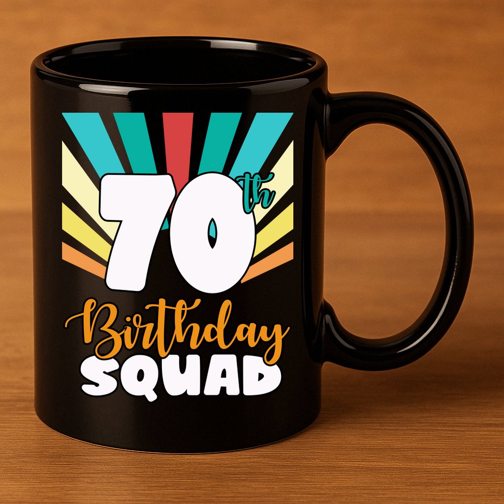70th Birthday Squad 70 Years Old 11oz C Handle Ceramic Mug