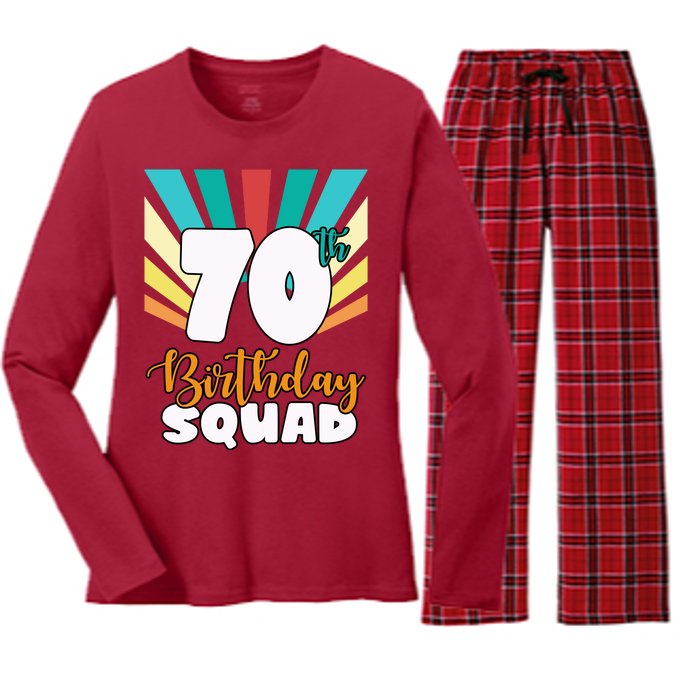 70th Birthday Squad 70 Years Old Women's Long Sleeve Flannel Pajama Set 