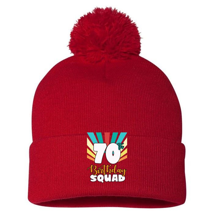 70th Birthday Squad 70 Years Old Pom Pom 12in Knit Beanie