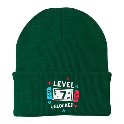  7th Birthday Shirt  Level 7 Unlocked Video Game Party Knit Cap Winter Beanie