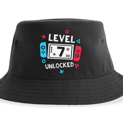  7th Birthday Shirt  Level 7 Unlocked Video Game Party Sustainable Bucket Hat