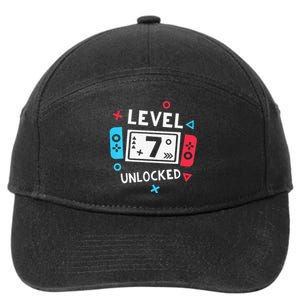  7th Birthday Shirt  Level 7 Unlocked Video Game Party 7-Panel Snapback Hat