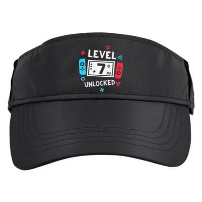  7th Birthday Shirt  Level 7 Unlocked Video Game Party Adult Drive Performance Visor