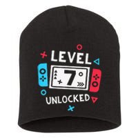  7th Birthday Shirt  Level 7 Unlocked Video Game Party Short Acrylic Beanie