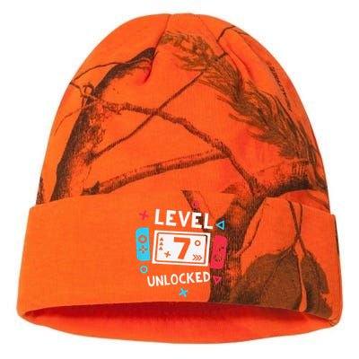  7th Birthday Shirt  Level 7 Unlocked Video Game Party Kati Licensed 12" Camo Beanie