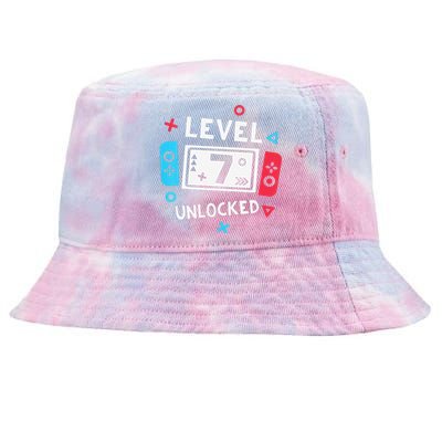  7th Birthday Shirt  Level 7 Unlocked Video Game Party Tie-Dyed Bucket Hat