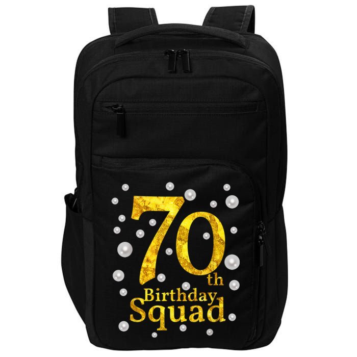 70th Birthday Squad Party Bday Gold Pearl Print Matching Impact Tech Backpack