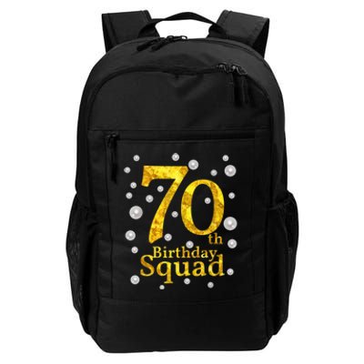 70th Birthday Squad Party Bday Gold Pearl Print Matching Daily Commute Backpack