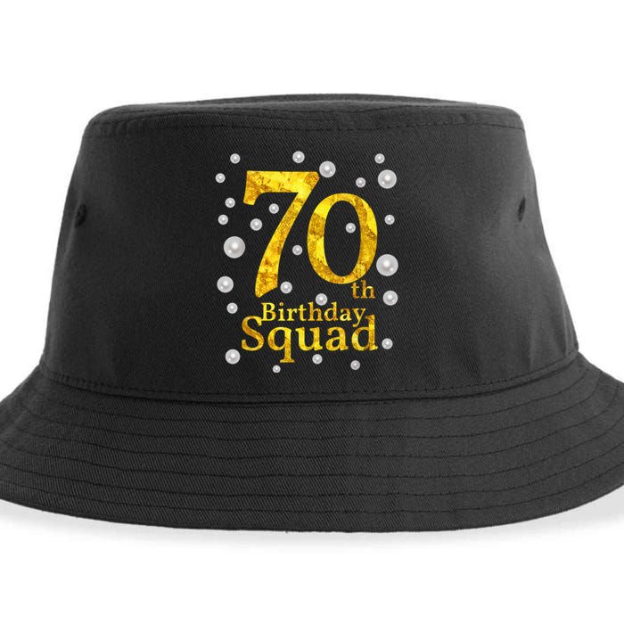 70th Birthday Squad Party Bday Gold Pearl Print Matching Sustainable Bucket Hat