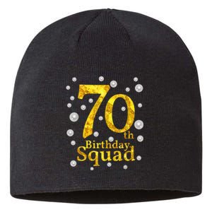 70th Birthday Squad Party Bday Gold Pearl Print Matching Sustainable Beanie