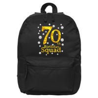 70th Birthday Squad Party Bday Gold Pearl Print Matching 16 in Basic Backpack