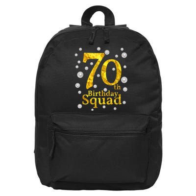 70th Birthday Squad Party Bday Gold Pearl Print Matching 16 in Basic Backpack