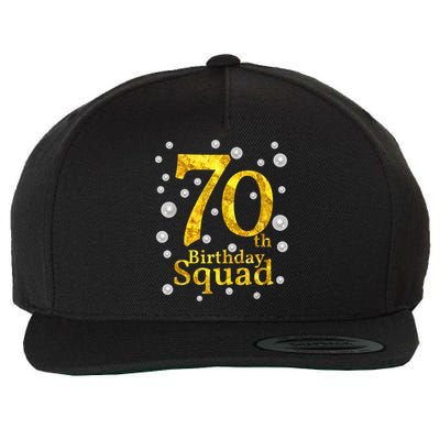 70th Birthday Squad Party Bday Gold Pearl Print Matching Wool Snapback Cap