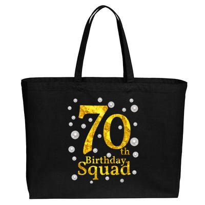 70th Birthday Squad Party Bday Gold Pearl Print Matching Cotton Canvas Jumbo Tote