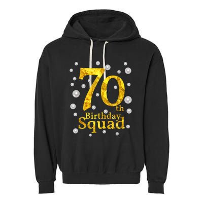 70th Birthday Squad Party Bday Gold Pearl Print Matching Garment-Dyed Fleece Hoodie