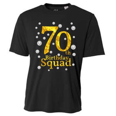 70th Birthday Squad Party Bday Gold Pearl Print Matching Cooling Performance Crew T-Shirt